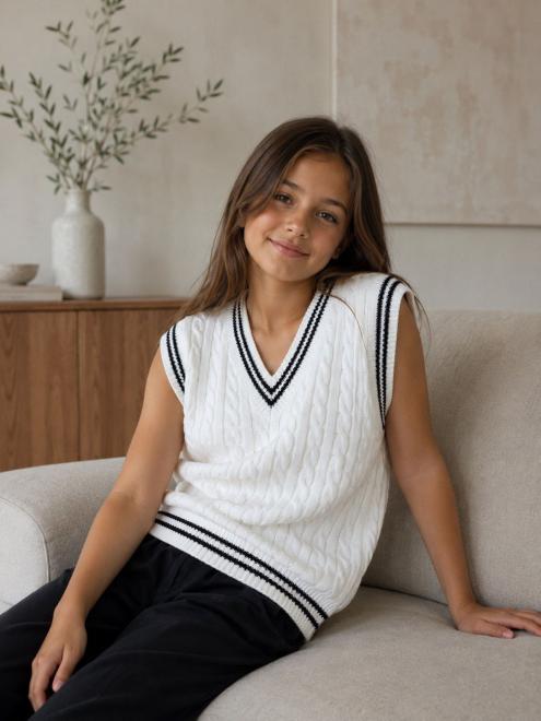 Жилетка в'зана ART KNIT в коси 116/122 см Білий (46088)