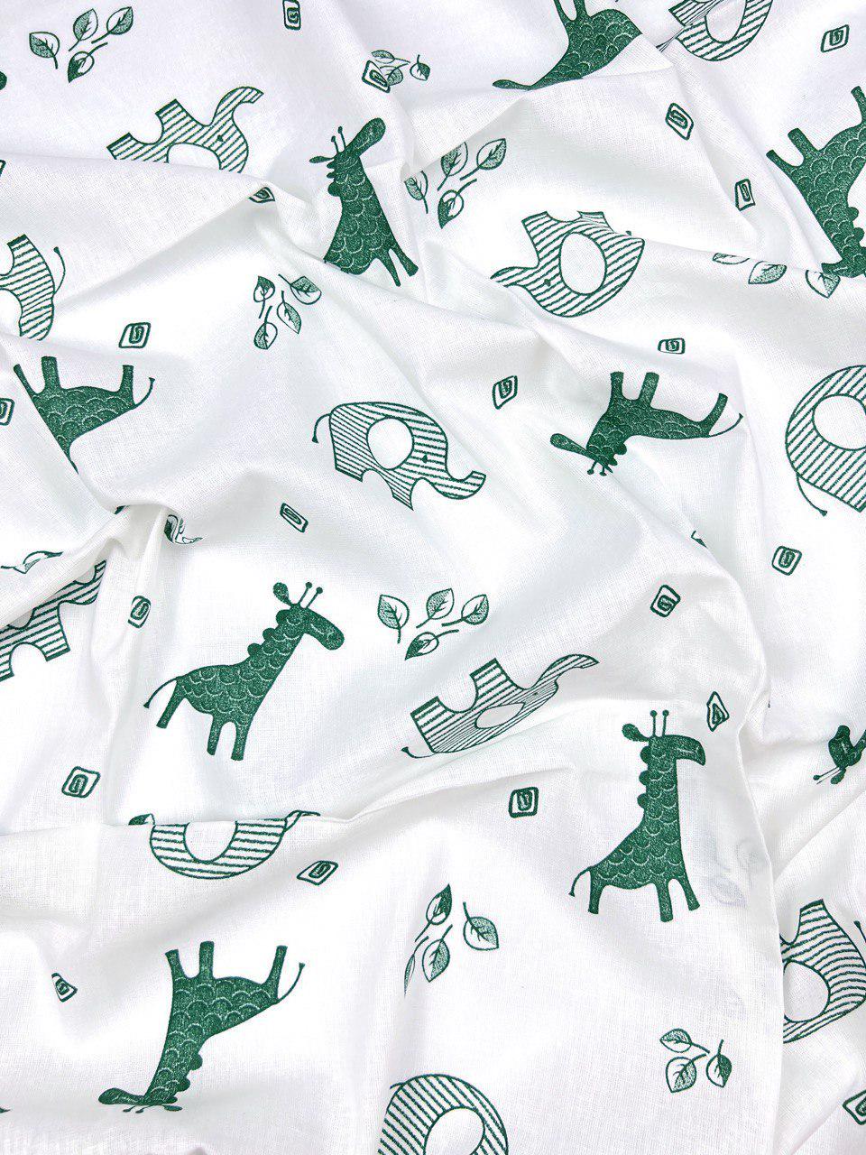 Пеленка ситец Зеленый слоники №4 110х100 см (379-157)