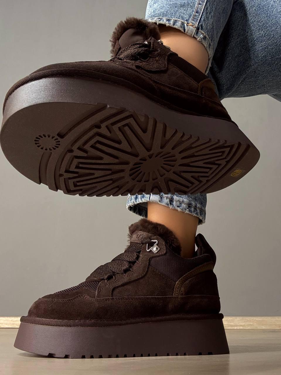 Черевики жіночі Hengji 275-4 уггі замшеві на платформі з хутром р. 36 Коричневий (5832) - фото 9