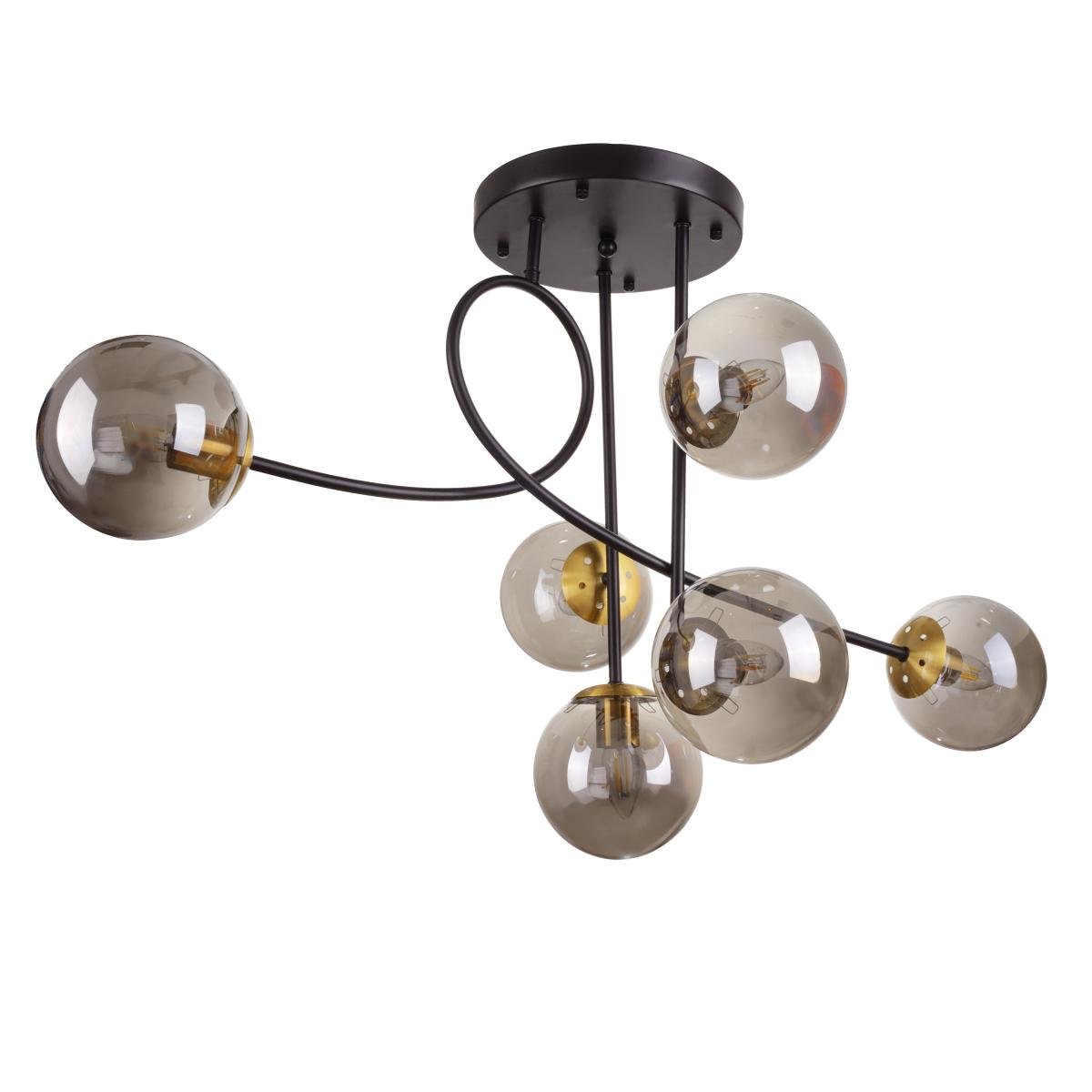 Стельова люстра Brille BR-01 633S/6 E27 BK/GY на 6 лампочок