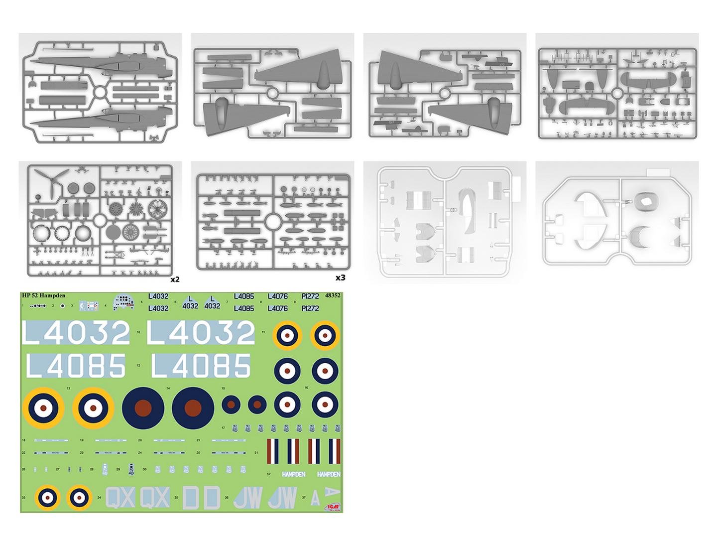 Сборная модель ICM самолет HP.52 Hampden B.Mk.I Британский бомбардировщик 2 СВ (48352) - фото 16