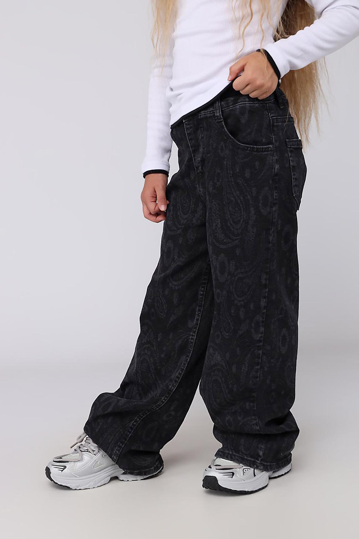 Джинсы для девочки Wide leg ЦБ-00282010 134 см Черный (SKT001079216)