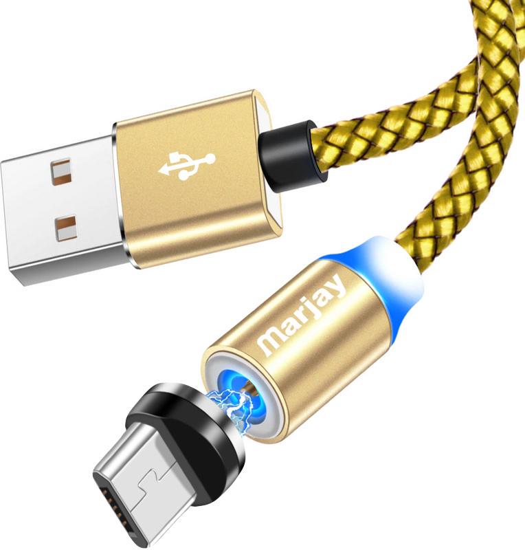 Кабель магнітний Marjay USB та магнітний перехідник microUSB 2 м Gold (10625)