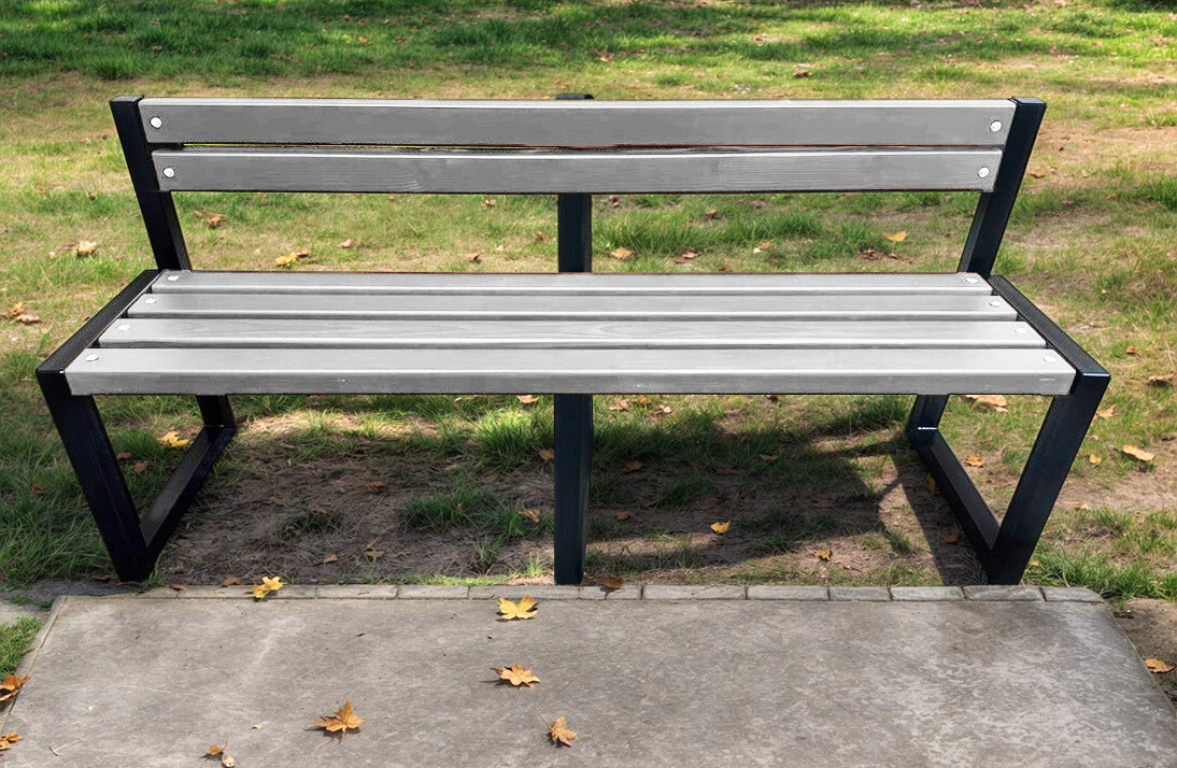 Лавка садова ТОБІ ШО Лофт Бенч зі спинкою без підлокітників 3 м Антрацитовий (25589128) - фото 3