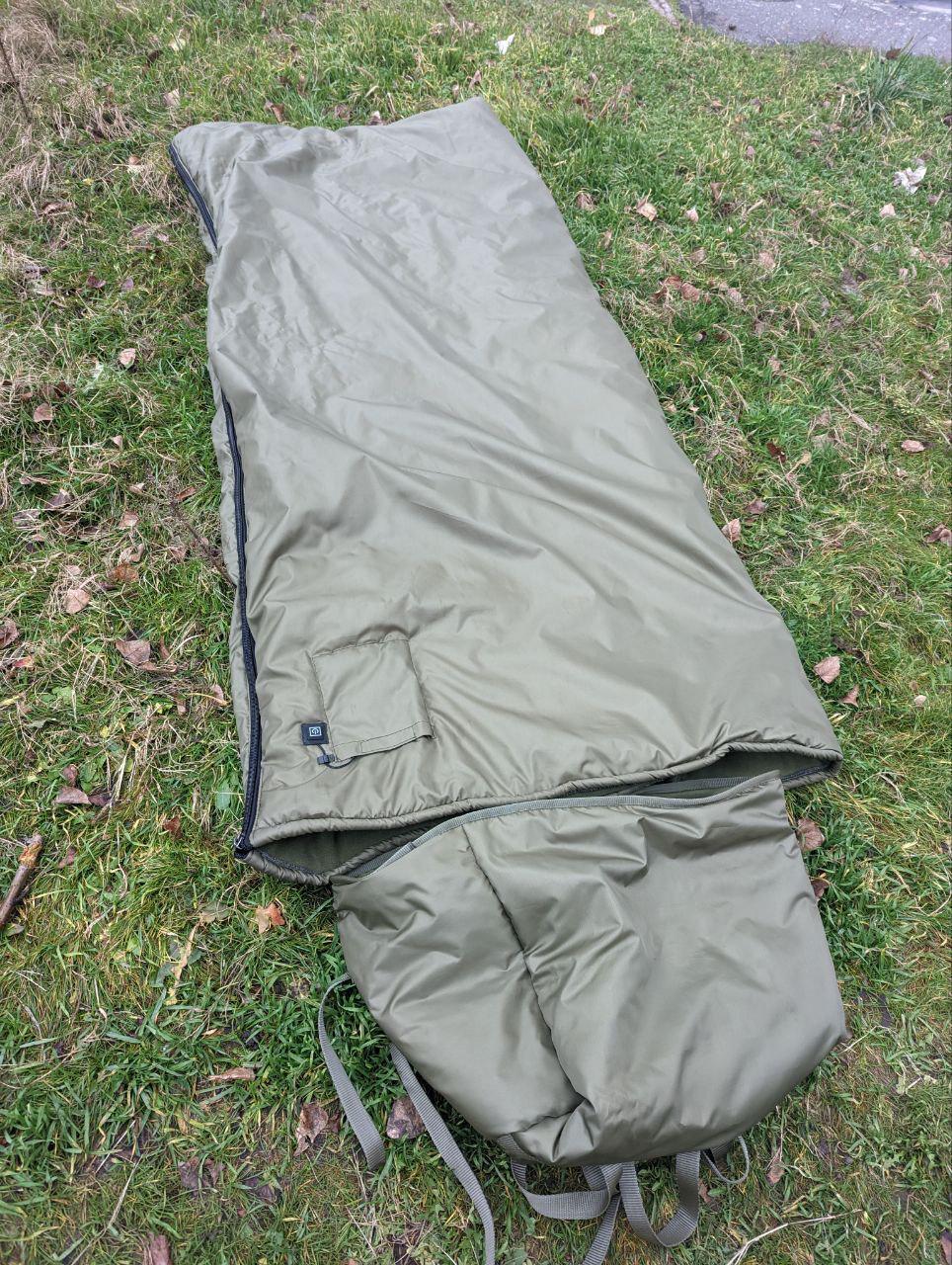 Спальный мешок тактический зимний с подогревом Kremina просторный с капюшоном походный армейский 225х90 см