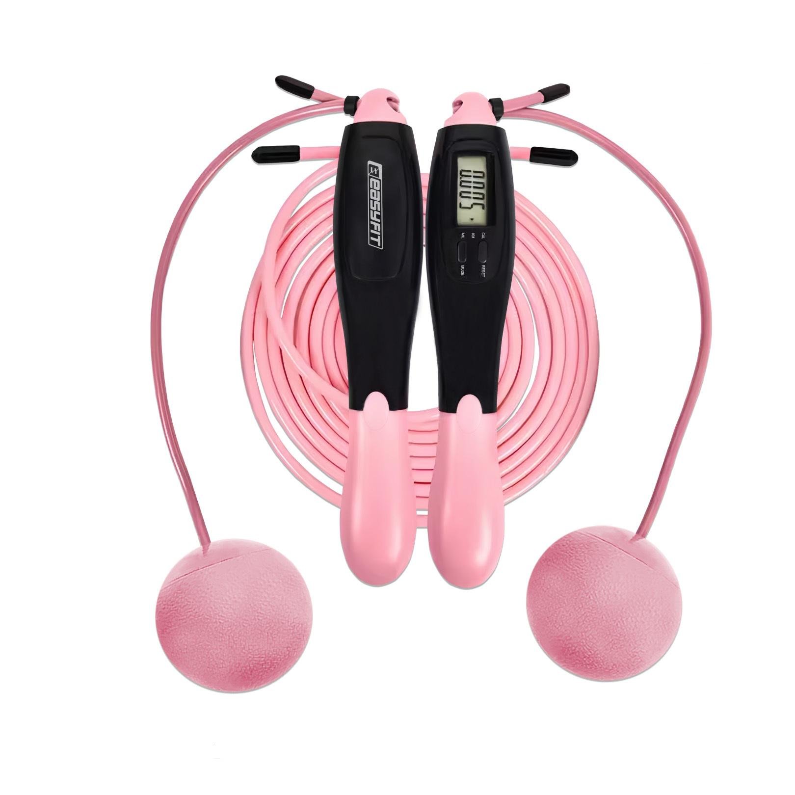 Скакалка для похудения EasyFit TwinRope 2,8 м Черно-розовый (EF-1909-BP)