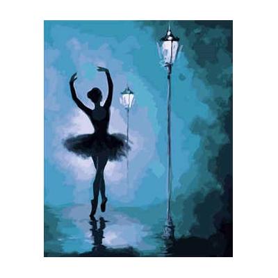 Картина по номерам Strateg Балерины Балерина под фонарями в термопакете 40х50 см (VA-1427-mt)