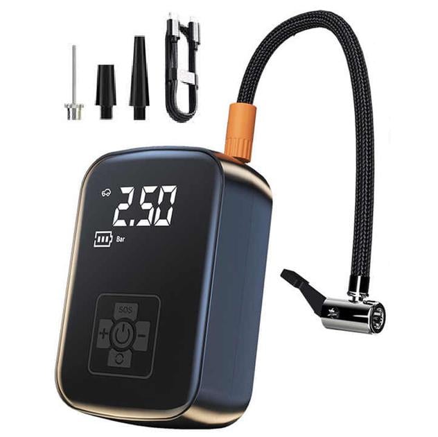 Насос автомобильный аккумуляторный AIR Pump PPAP-006 Type-C с фонариком и переходниками