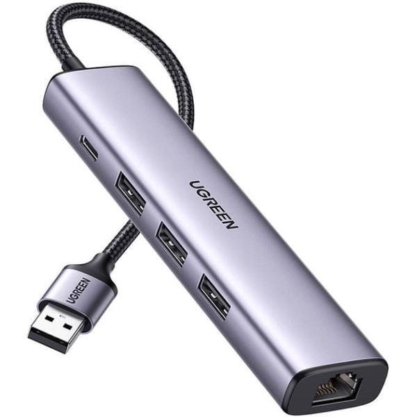 Хаб UGREEN CM475 USB 3.0 3 порта USB 3.0 Type-C и Ethernet RJ45 1000M 5в1 (617527)