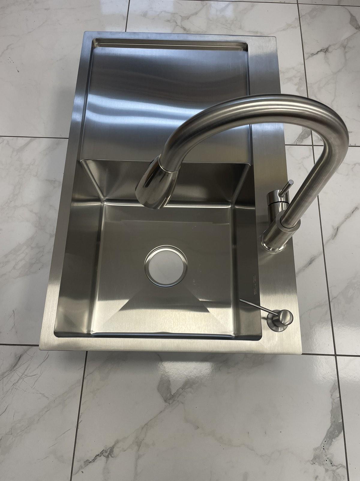 Мойка кухонная Lidz 7849BR правая Серый/смеситель-кран для кухни Aria 015FL Nickel - фото 9 Мойка кухонная Lidz 7849BR правая Серый/смеситель-кран для кухни Aria 015FL Nickel - фото 9