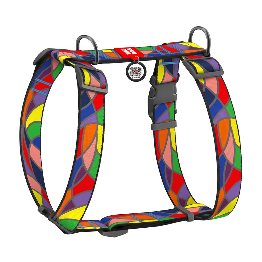 Шлея для собак анатомическая Waudog Nylon Витраж с QR-паспортом XL 35 мм А 55-95 см/В 70-110 см Multicolored (323-0051)