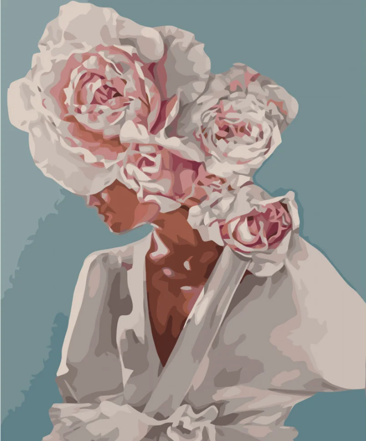 Картина по номерам Strateg Волосы из цветов 40x50 см (VA-3623)