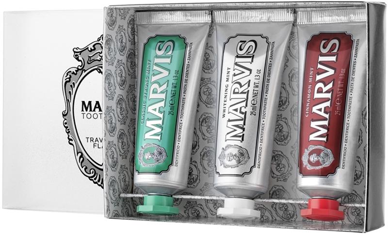 Подарочный набор Marvis Toothpaste Travel With Flavour 3x25 мл классическая/коричневая и отбеливающая мята.
