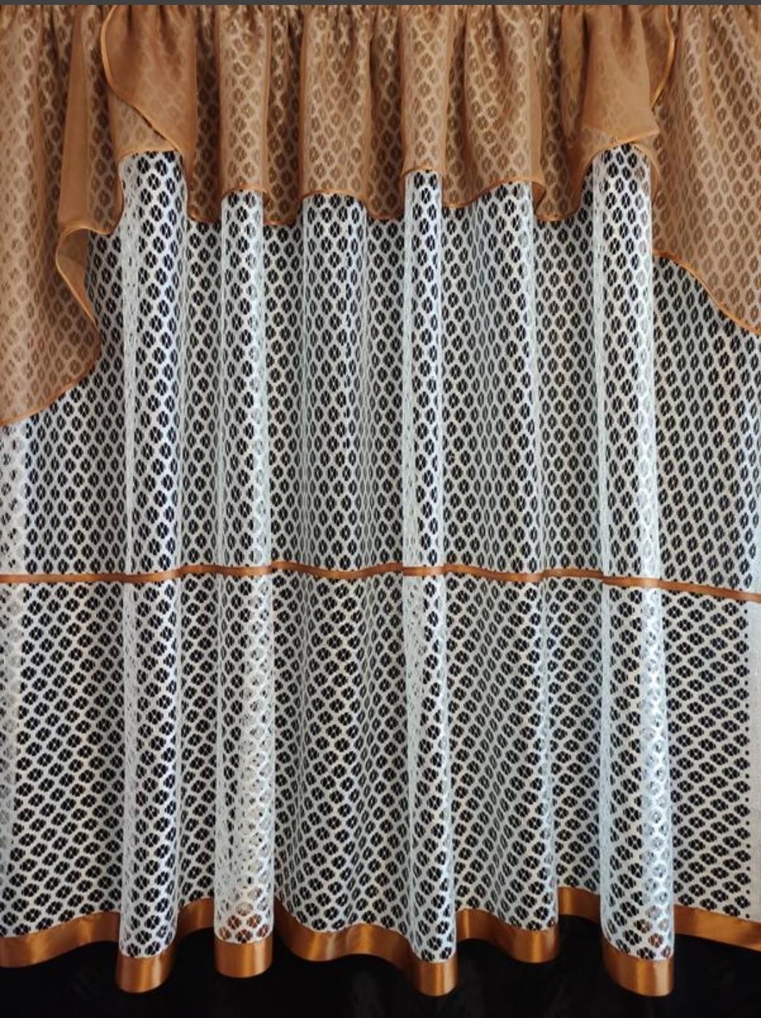 Занавеска сетка с шифоновым ламбрекеном на кухонное окно 290х160 см Коричневый с белым (ккор-11) - фото 1 Занавеска сетка с шифоновым ламбрекеном на кухонное окно 290х160 см Коричневый с белым (ккор-11) - фото 1
