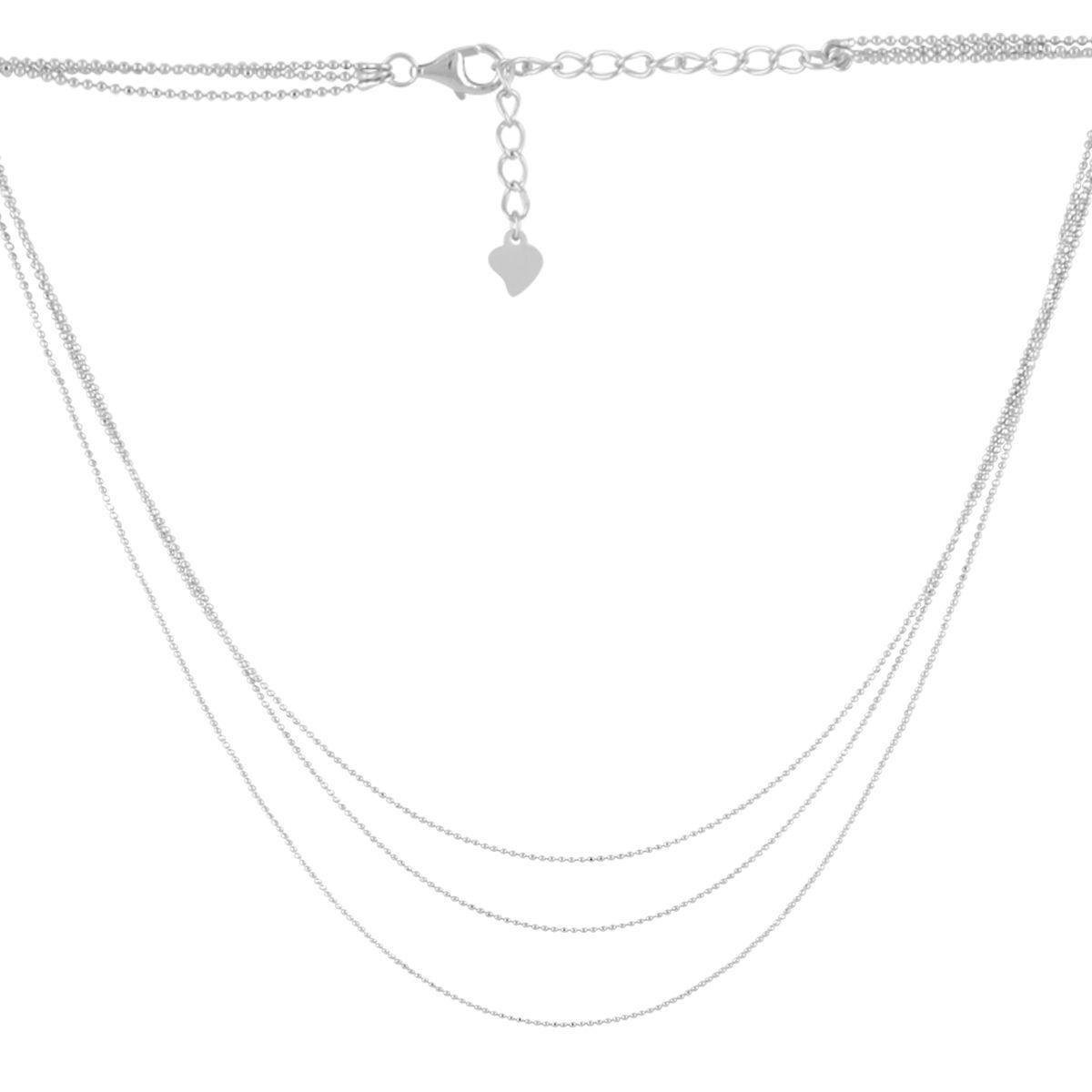 Колье серебряное 925 пробы с тройной цепочкой гладкого плетения 36-40 см