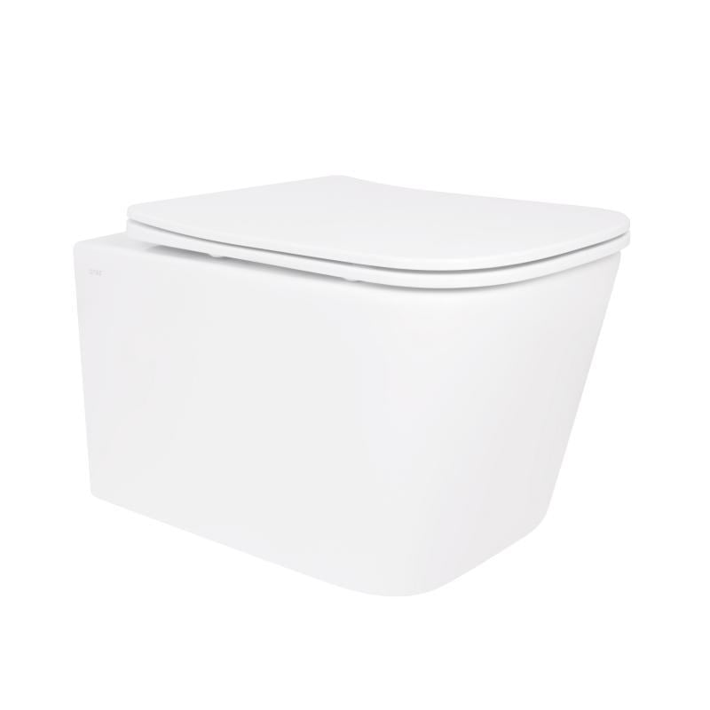 Унітаз підвісний Qtap Crow Rimless з сидінням Slim Duroplast/Soft-close/Quick Release QT05335171RW 485x340x330 мм Білий (SD00054228)