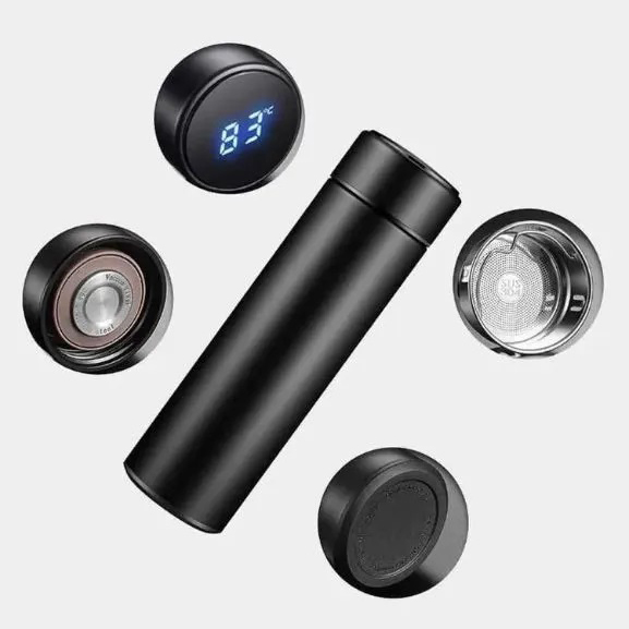 Термос UNIQUE UN-1006 с датчиком температуры 500 мл Черный - фото 4