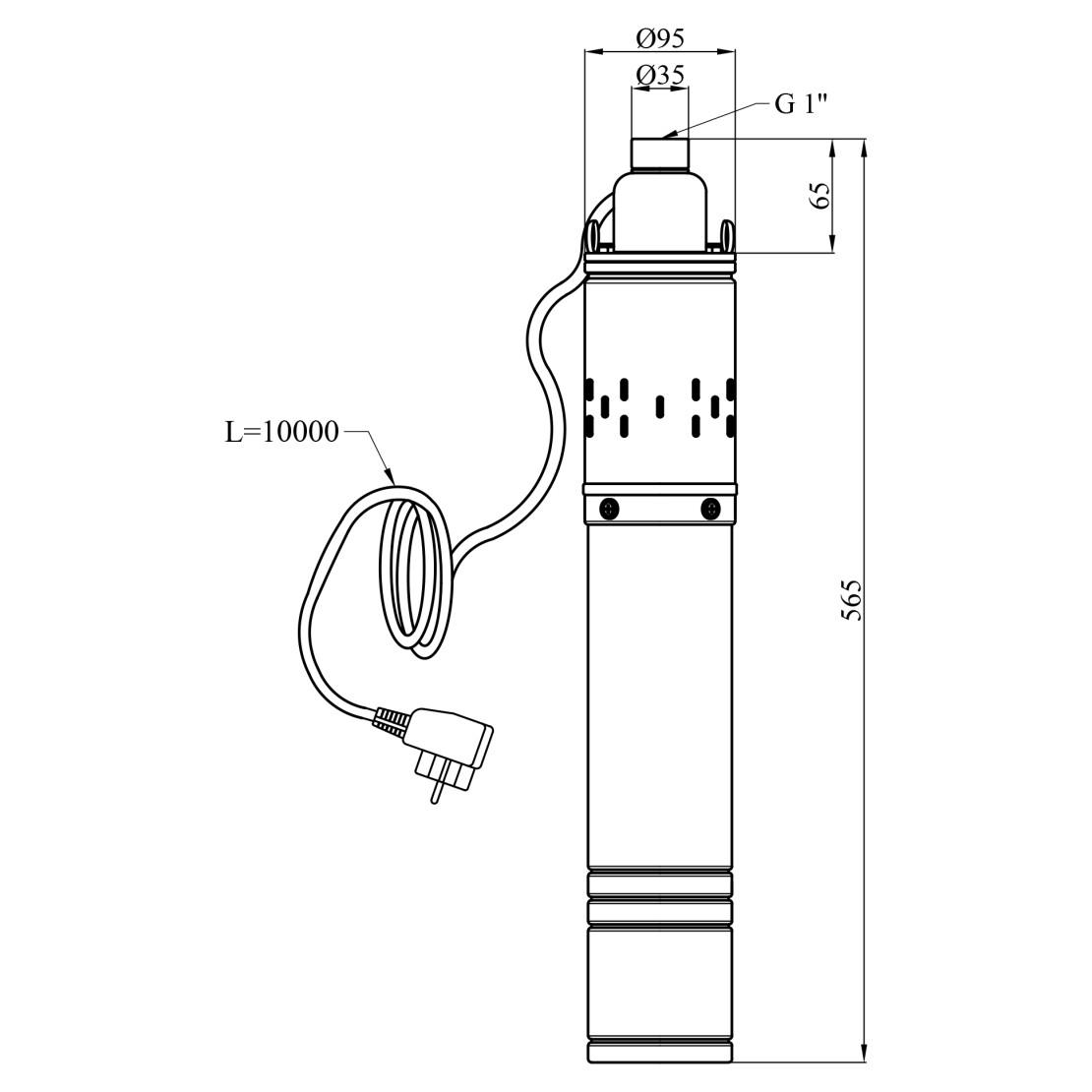 Насос глубинный шнековый Agua 4S QGD2,1-80-0,37 со встроенным конденсатором (CV035072) - фото 2