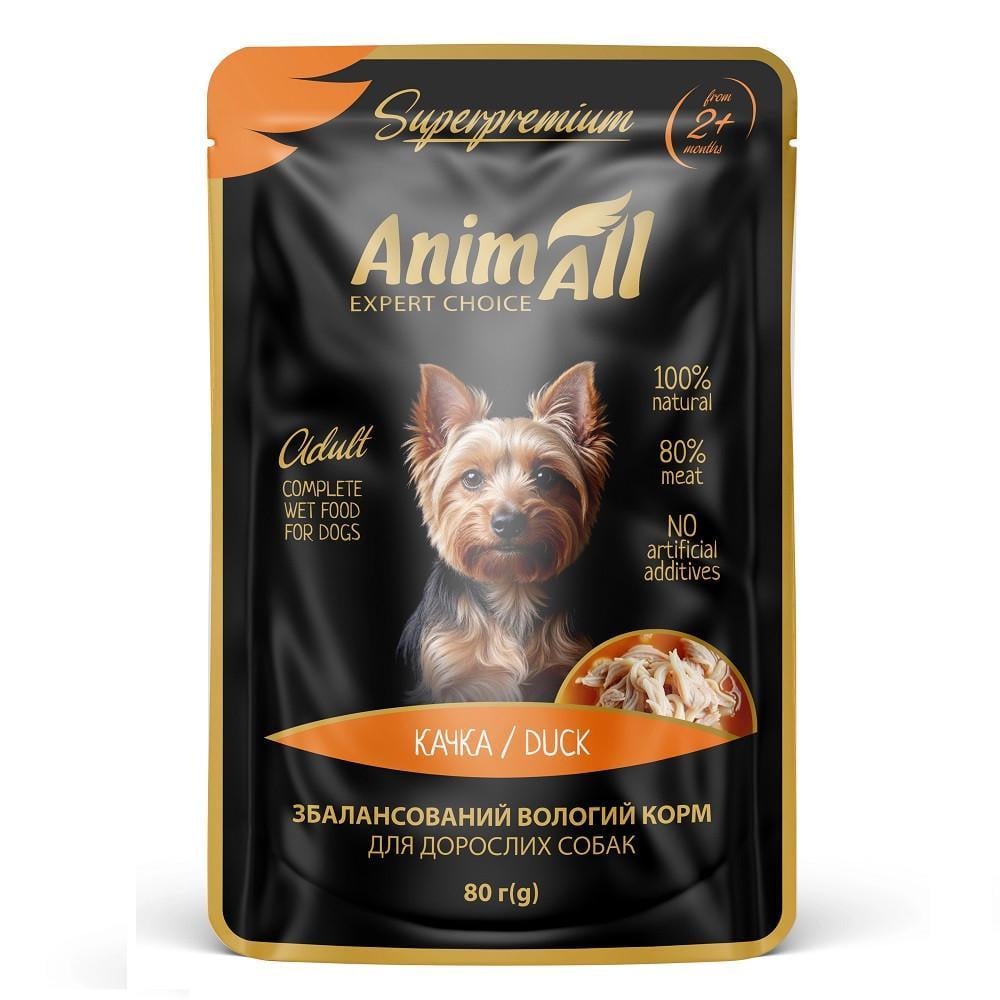 Корм влажный для собак AnimAll Утка пауч 80 г (2998381619) Корм влажный для собак AnimAll Утка пауч 80 г (2998381619)