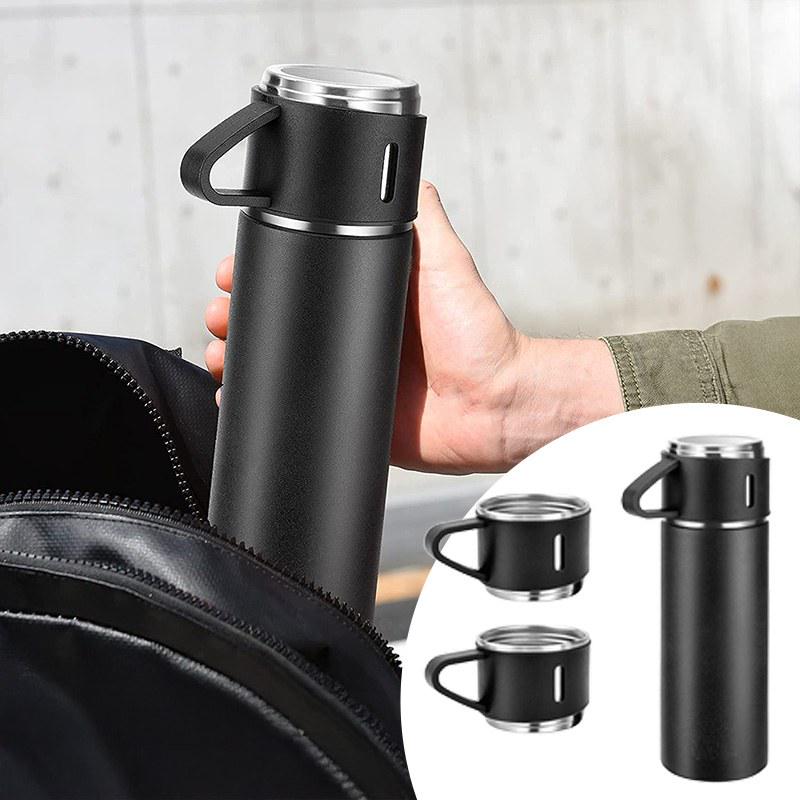 Набор Vacuum Flask термос и 3 чашки для горячих напитков 500 мл Black - фото 5 Набор Vacuum Flask термос и 3 чашки для горячих напитков 500 мл Black - фото 5