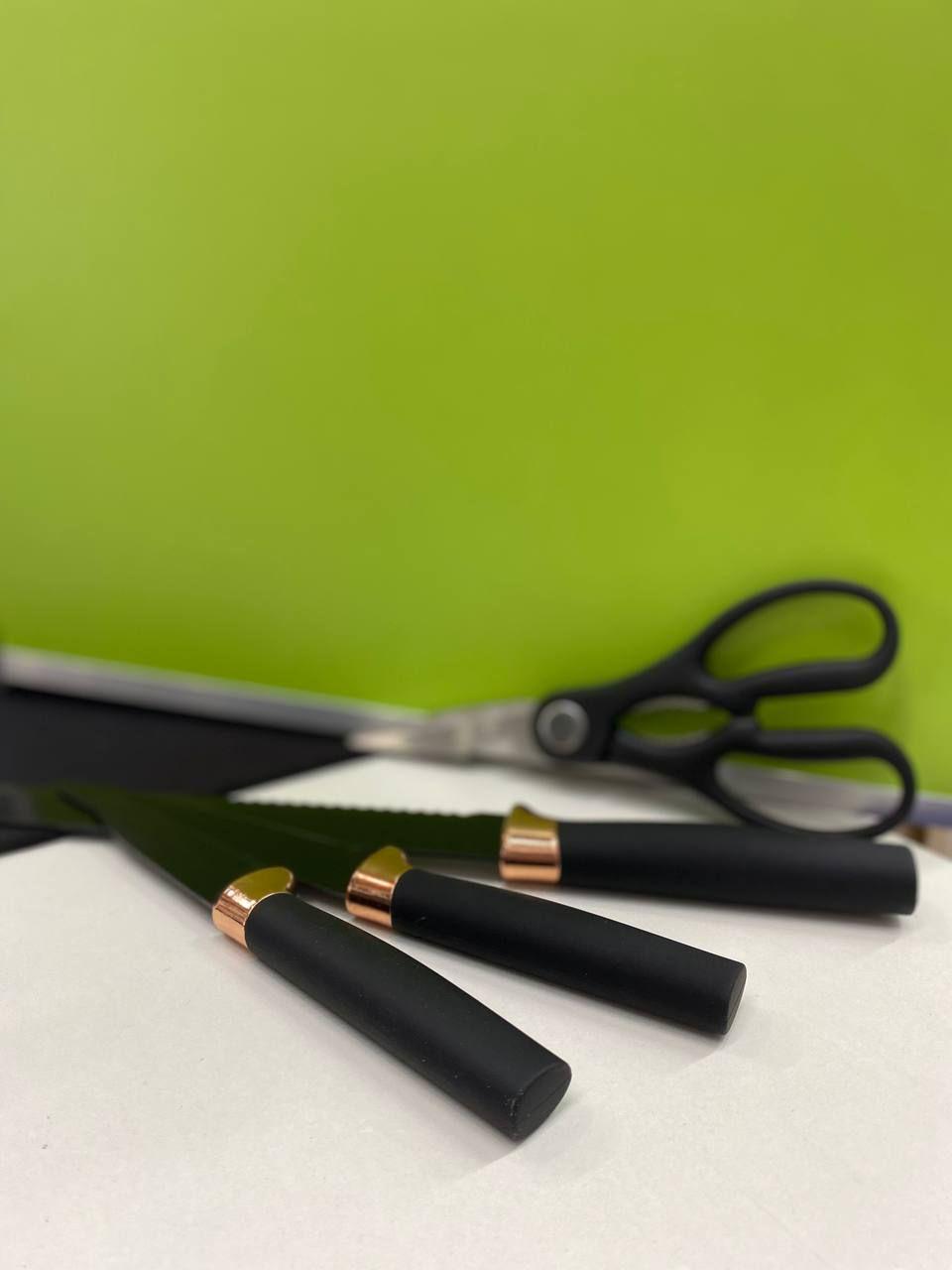 Набір ножів MAG-709 нержавіюча сталь з підставкою 7 пр. Чорний - фото 7 Набір ножів MAG-709 нержавіюча сталь з підставкою 7 пр. Чорний - фото 7