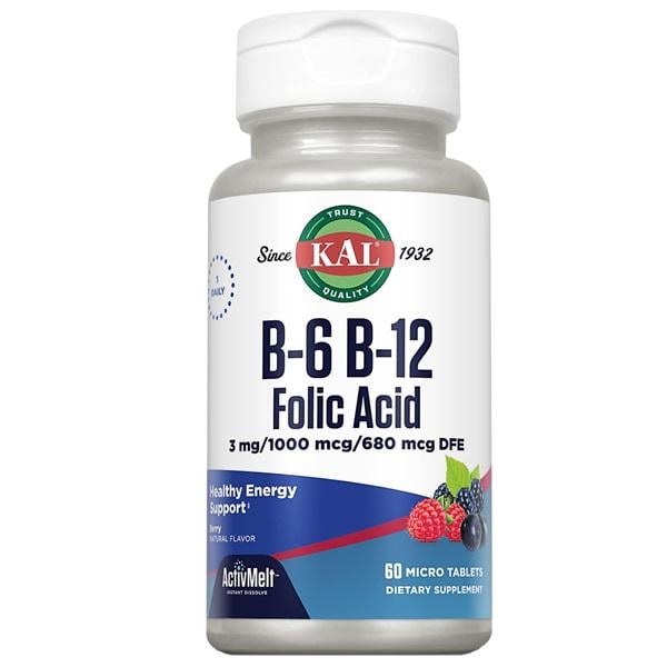 Фолиевая кислота KAL B-6 B-12 Folic Acid 60 Micro Tablets Berry Flavor (CAL-65185) Фолиевая кислота KAL B-6 B-12 Folic Acid 60 Micro Tablets Berry Flavor (CAL-65185)
