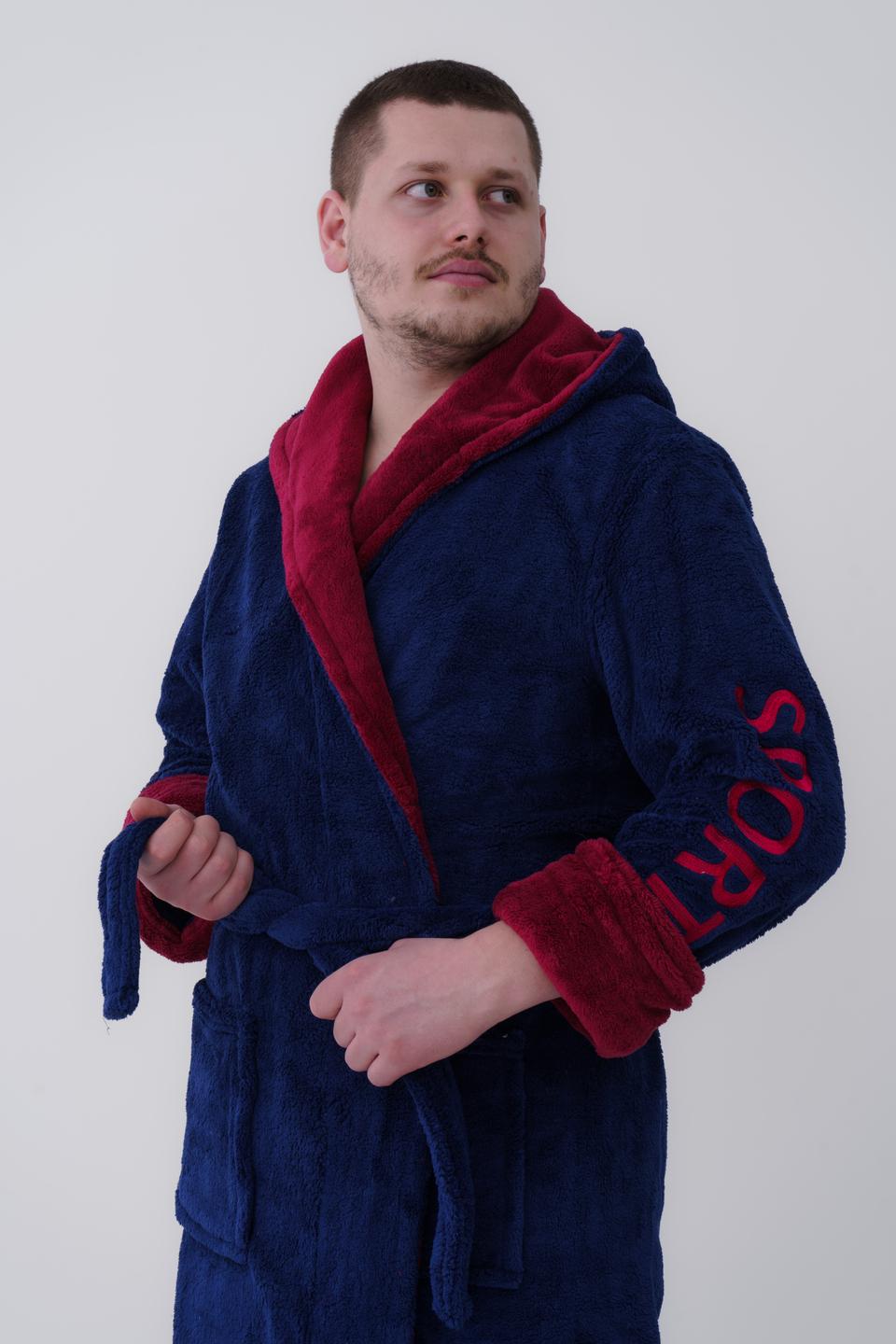 Халат чоловічий UT Store L Темно-синій з бордовим - фото 3 Халат чоловічий UT Store L Темно-синій з бордовим - фото 3