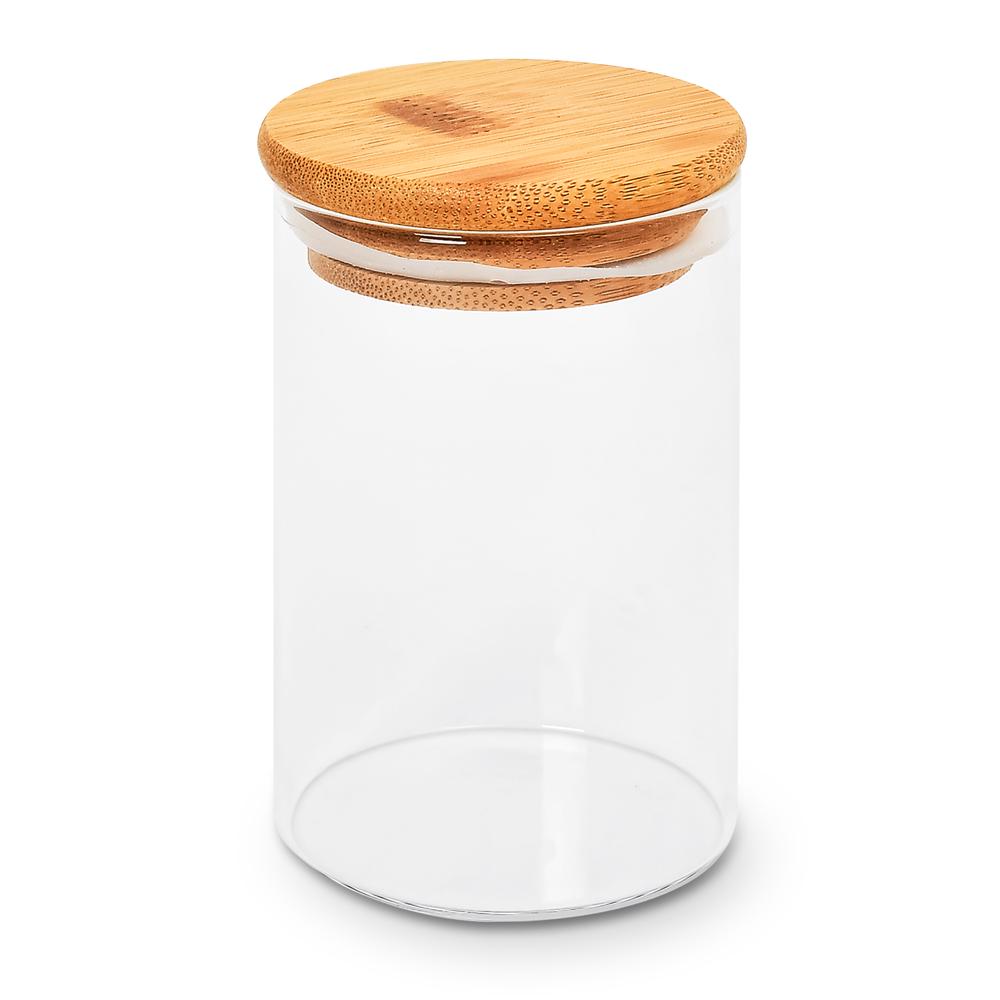 Банка для сыпучих Stenson R92879 стеклянная с бамбуковой крышкой 300 мл (R10902-10)