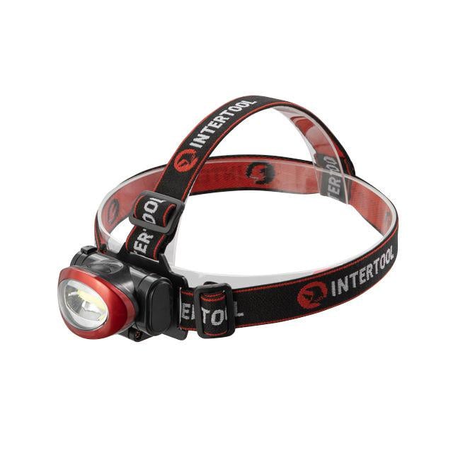 Ліхтар налобний світлодіодний, пиловологозахищений корпус, батарейки 3 ААА Intertool LB-0304