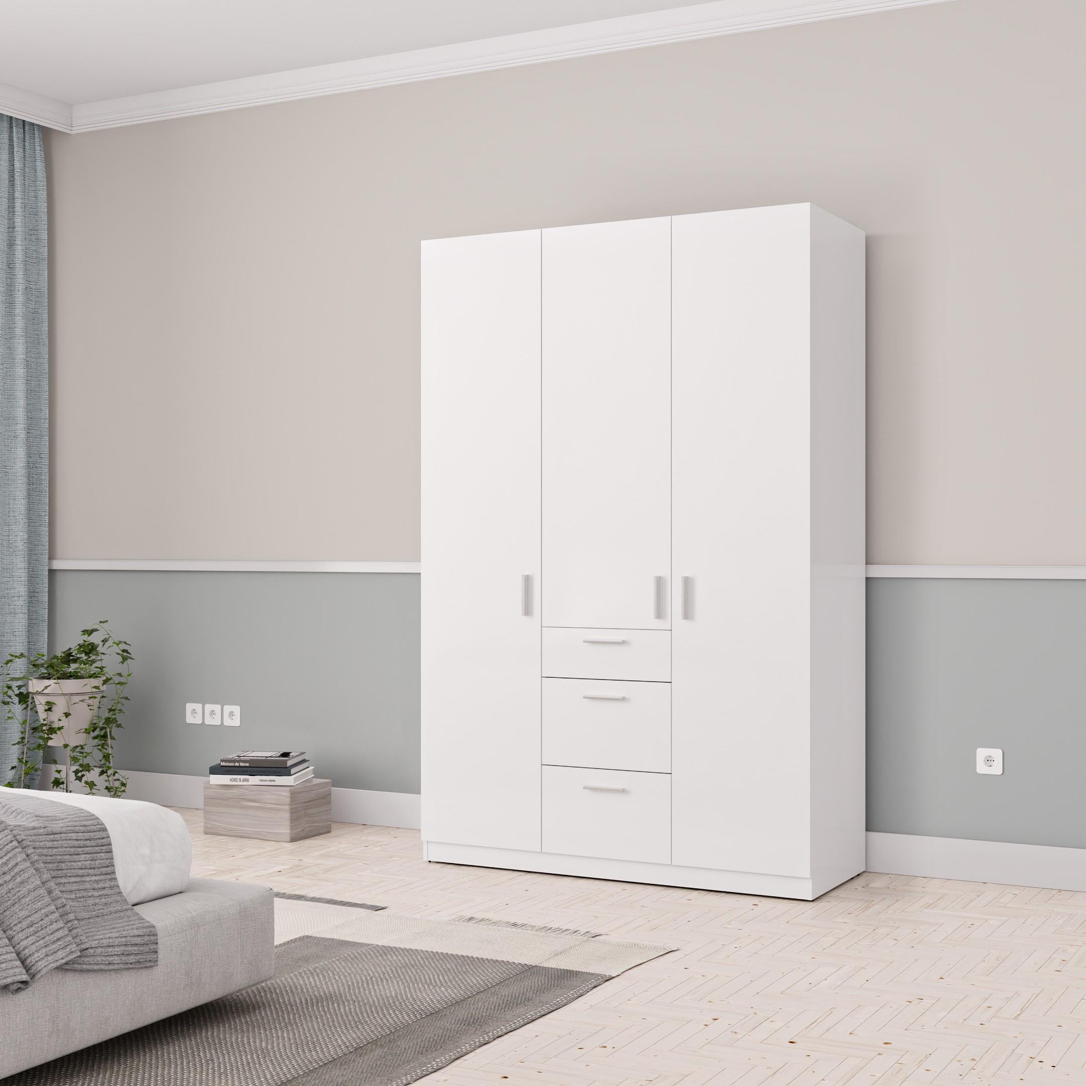 Шкаф распашной с ящиками 9_3Д 1378х550х2100 мм Белый