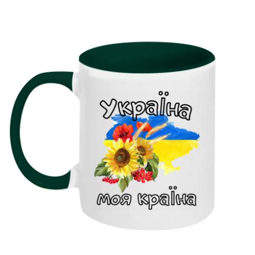 Чашка керамическая двухцветная "Україна - моя країна" 320 мл Бело-зеленый (11167239-30-168719) Чашка керамическая двухцветная "Україна - моя країна" 320 мл Бело-зеленый (11167239-30-168719)