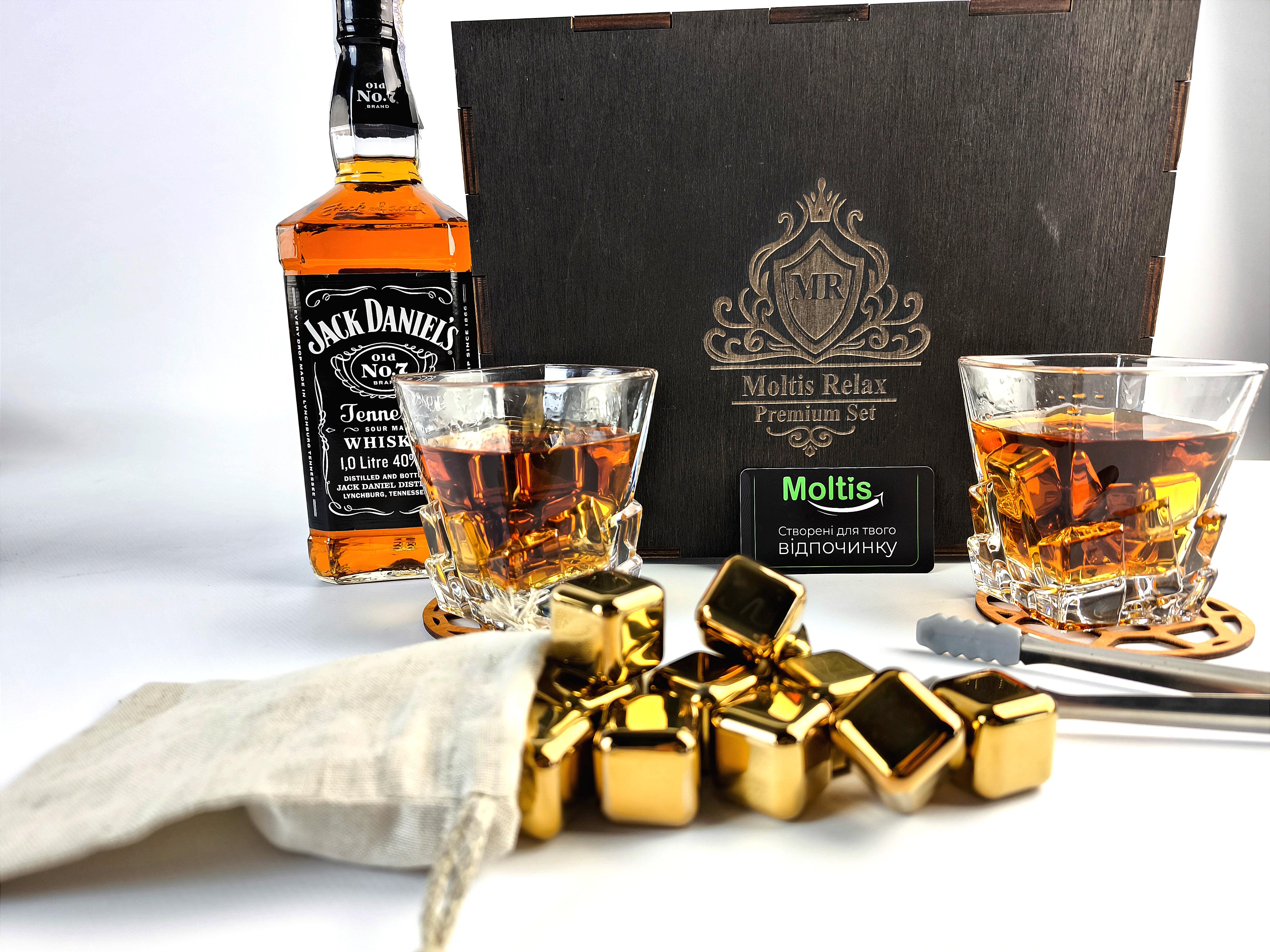 Набор подарочный Moltis Relax Whisky Stones Saxum камни 8 шт. Gold/Black (MR-1014)