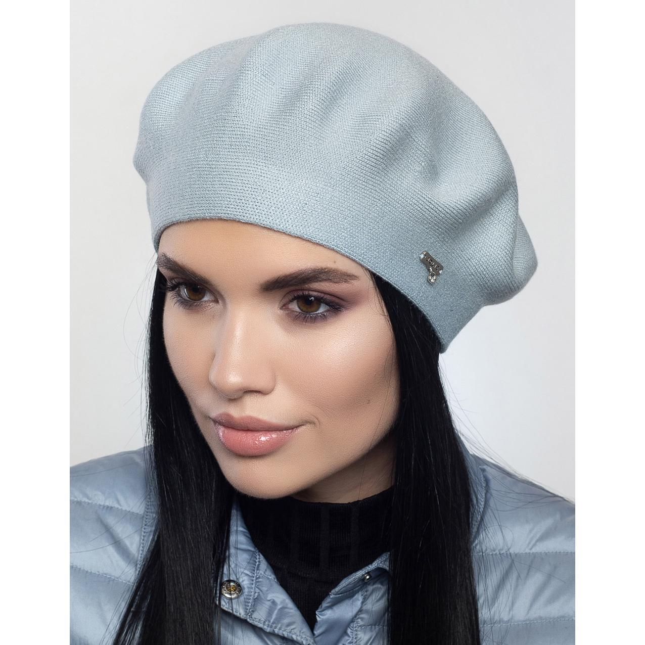 Берет женский Leks Клеопатра двойной шерстяной Серо-голубой (136196)