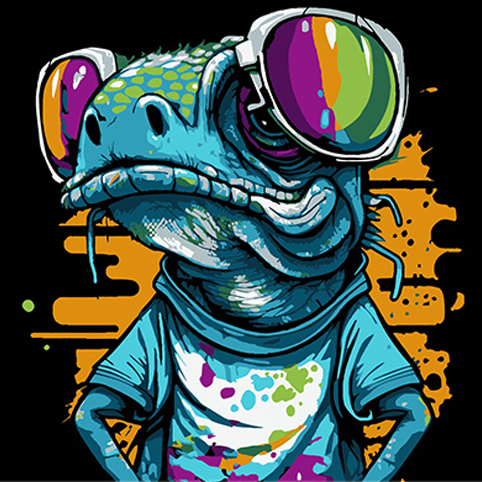 Картина по номерам Strateg Премиум Яркая рептилия на черном фоне 30x30 см (Str-SH3030-1)