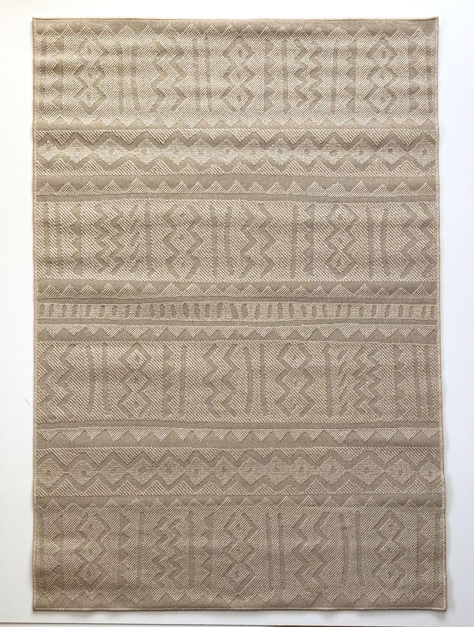 Ковер безворсовый рогожка Абстракция прямоугольная стойкая к мойке 80х150 см Светло-бежевый (90041-0202)