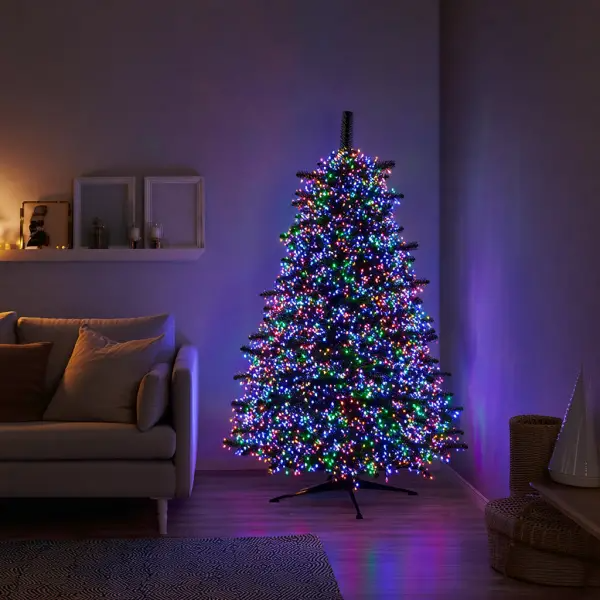 Гирлянда-нить Роса хвойная лапа 3000 LED 100 м зеленая нить Разноцветный Гирлянда-нить Роса хвойная лапа 3000 LED 100 м зеленая нить Разноцветный