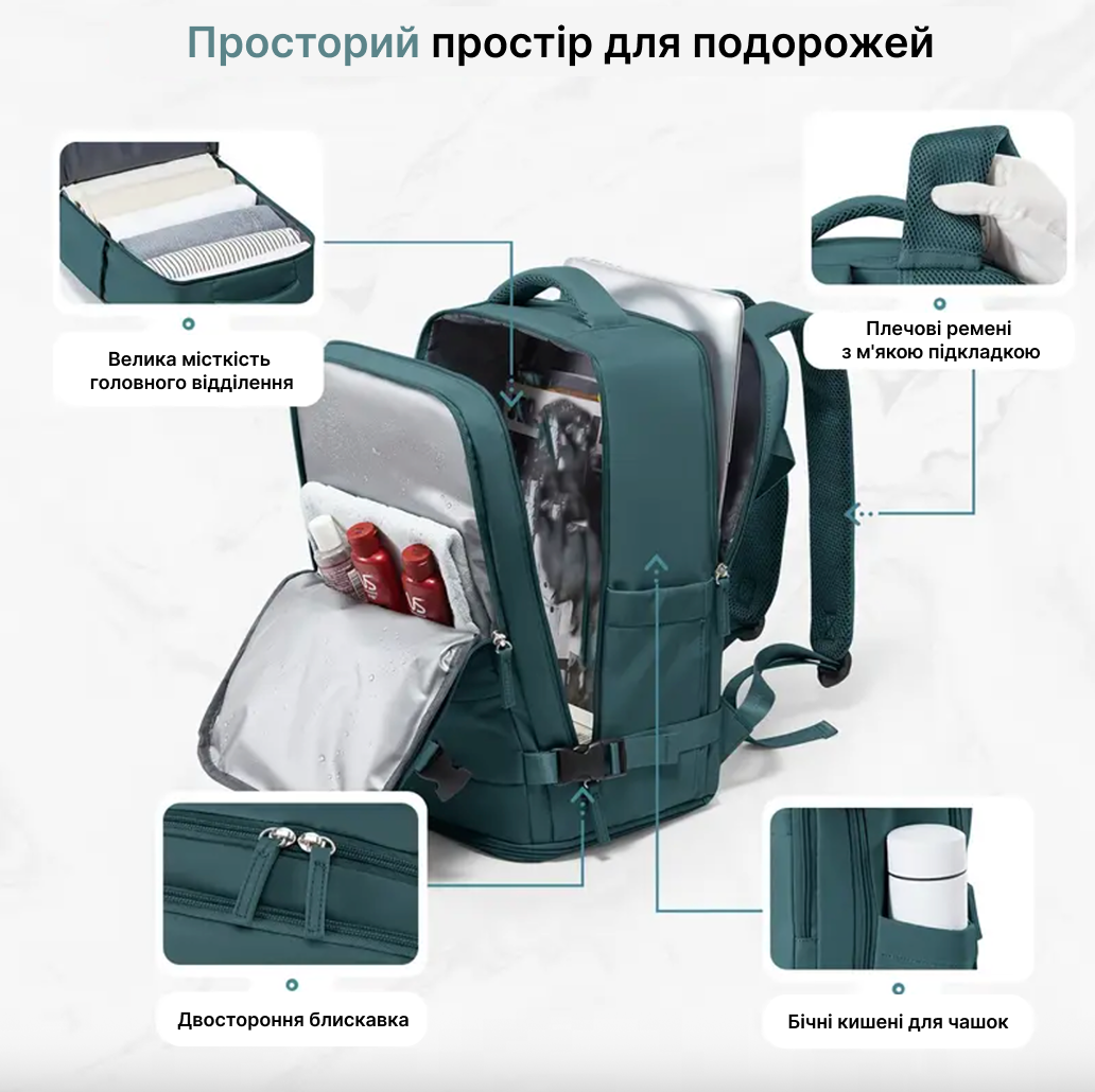 Рюкзак городской Urban Pro для работы и путешествий Green (00000080) - фото 4