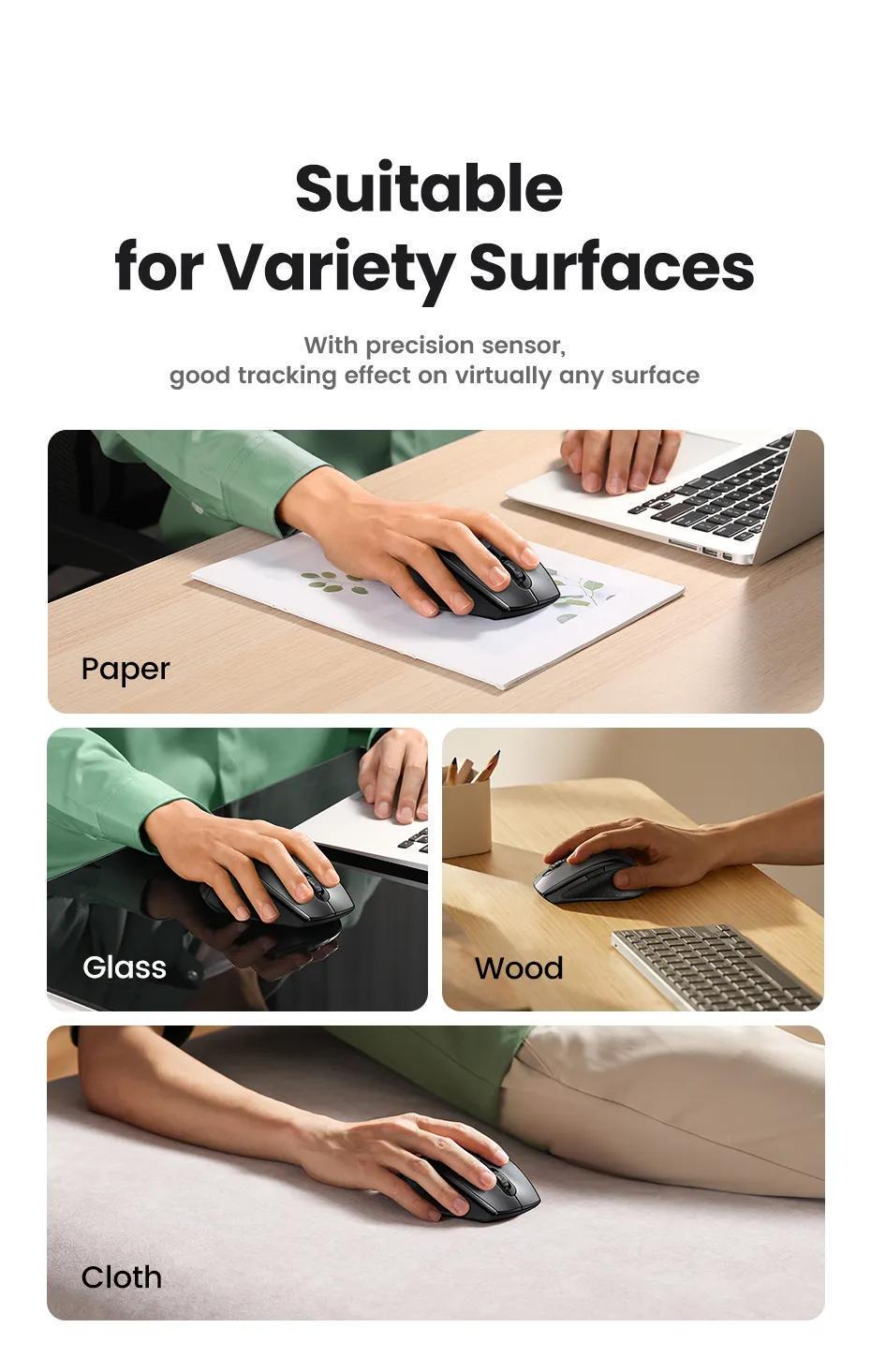 Мышь беспроводная UGREEN эргономичная 1600 DPI 2.4 ГГц Черный (45012) - фото 4 Мышь беспроводная UGREEN эргономичная 1600 DPI 2.4 ГГц Черный (45012) - фото 4