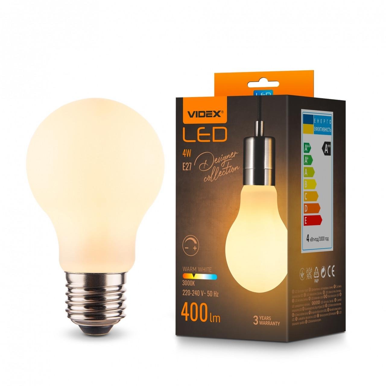 Лампа Videx Filament VL-DA60MO 4W LED E27 3000K Porcelain dimmable