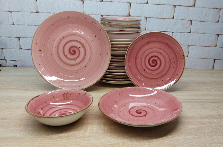 Сервиз столовый OMS TULU Spiral фарфор 6 персон 24 шт. Розовый (DN24-Spiral Pink) Сервиз столовый OMS TULU Spiral фарфор 6 персон 24 шт. Розовый (DN24-Spiral Pink)