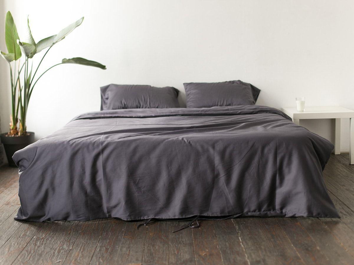 Комплект постельного белья евро Ranforce Темно-серый (14776)