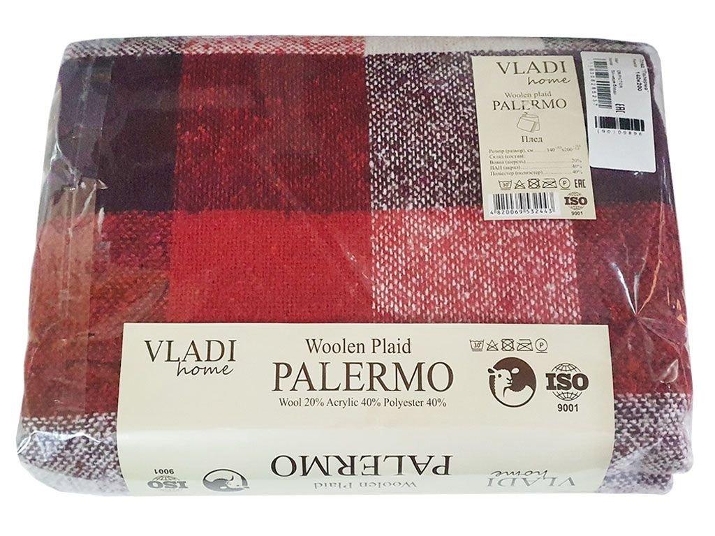 Плед шерстяной Vladi Палермо No8 Pictor 140х200 см Белый/Бордовый (22528)