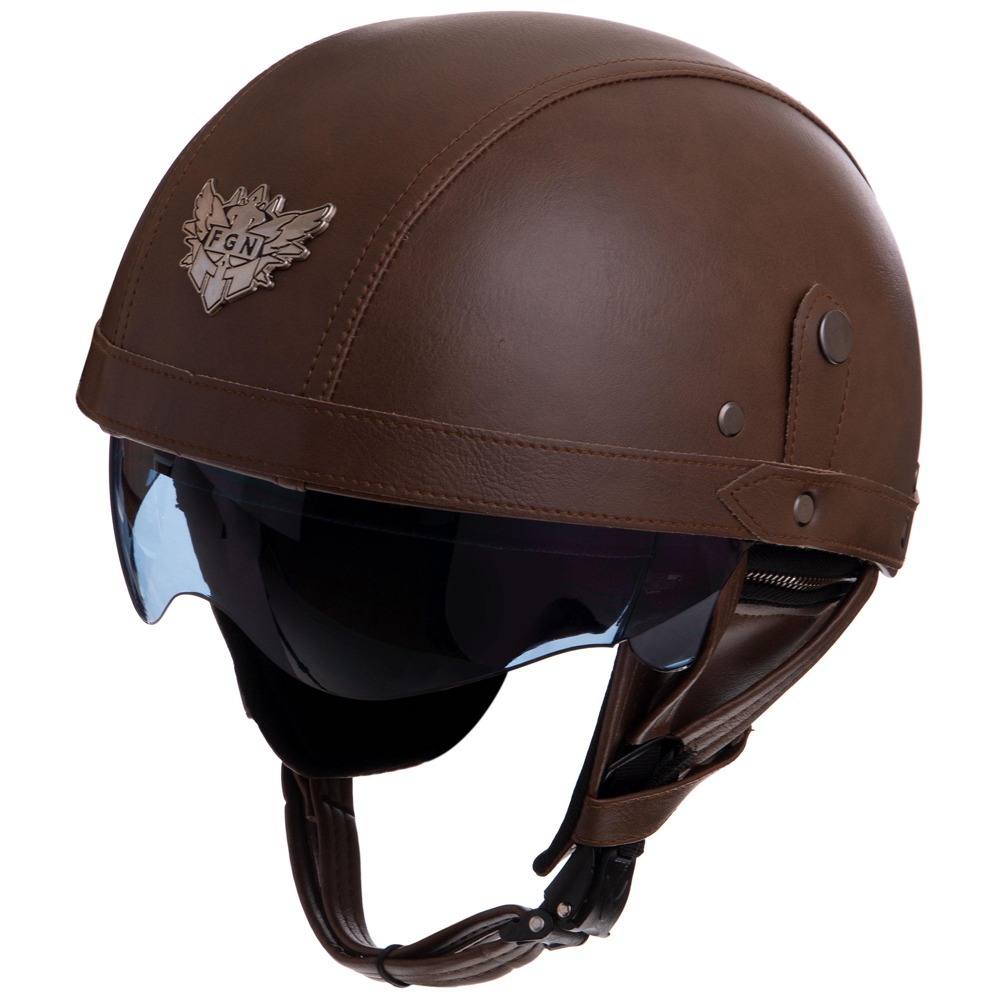 Мотошлем открытый Половина для чоппера Ретро KCO 328 L Коричневый