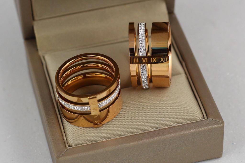 ᐉ Кольцо Xuping Jewelry тройное с римскими цифрами р. 18 Золотистый ...