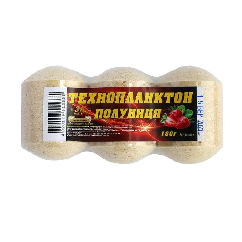 Прикорм 3KBaits Технопланктон 180 г Клубника (3KB1239) - фото 1