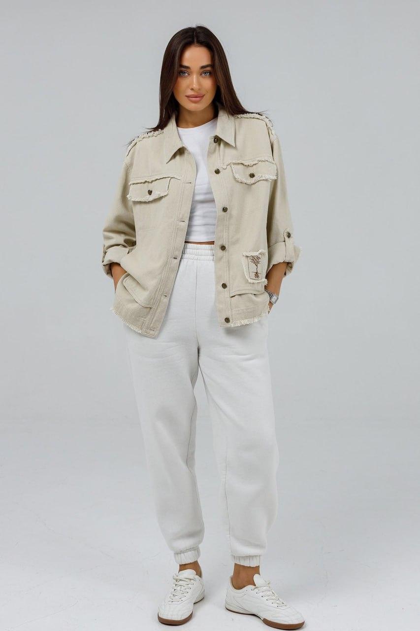 Куртка джинсовая женская 5XL Бежевый (639c/5XL)