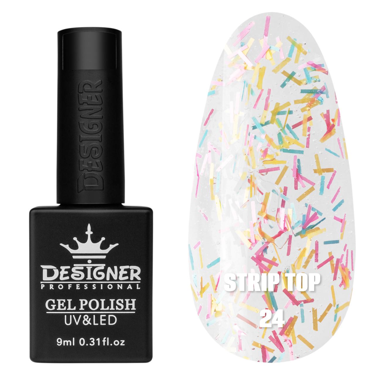 Топовое покрытие Designer Professional Strip top с палочками из фольги без липкого слоя 9 мл Разноцветный №24