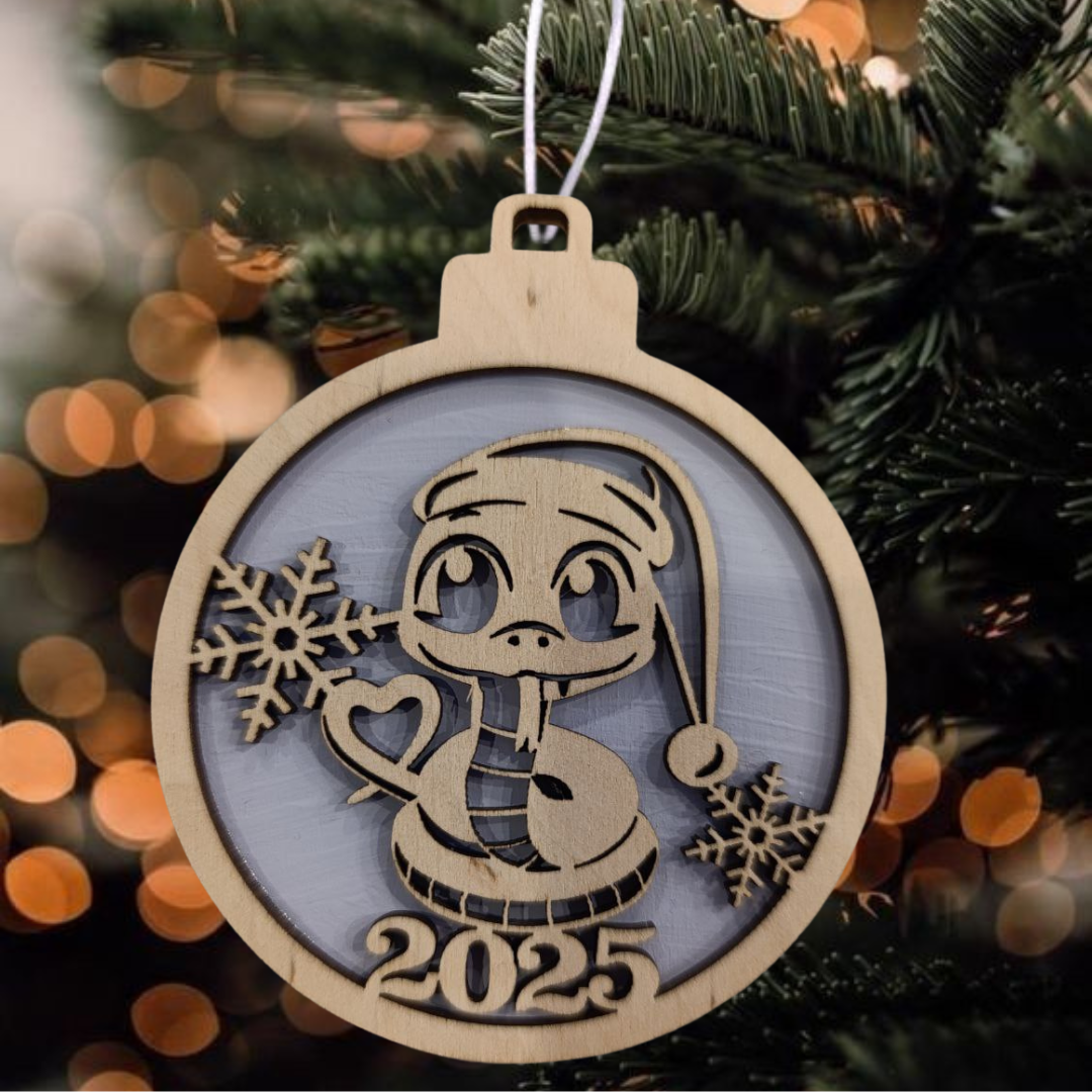 Елочная игрушка новогодняя деревянная с гравировкой Символ года Змея 2025 Крафт (60030) Елочная игрушка новогодняя деревянная с гравировкой Символ года Змея 2025 Крафт (60030)