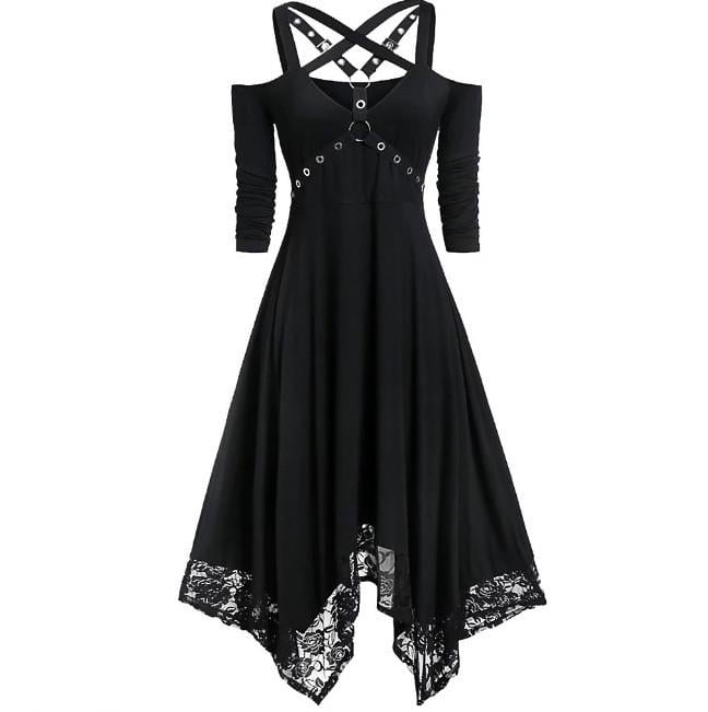 Платье кружевное ISHOWTIENDA с открытыми плечами на Хэллоуин S/44-46