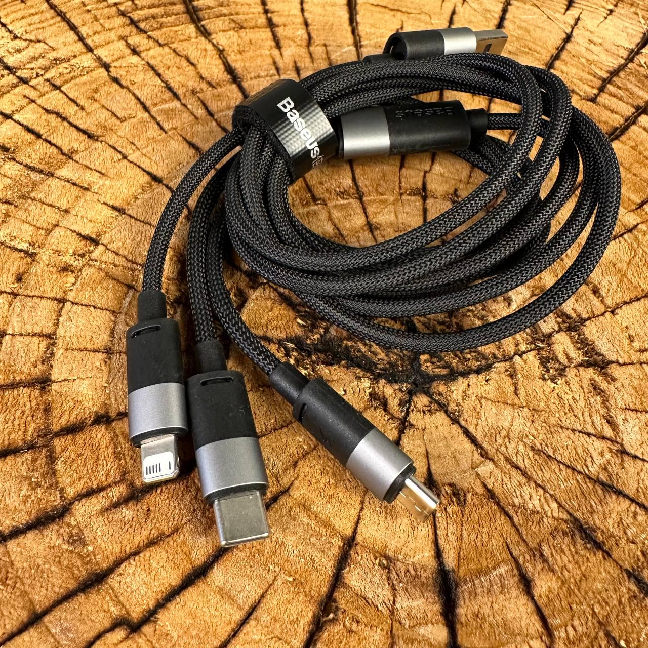 Кабель зарядки BASEUS 3в1 3,5А 1,2 м Чорний - фото 6 Кабель зарядки BASEUS 3в1 3,5А 1,2 м Чорний - фото 6